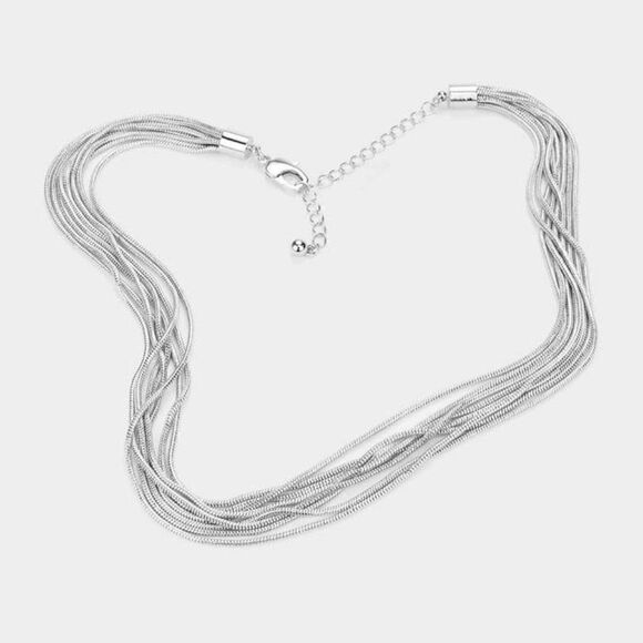 Metal Chain Multi Layered Silver Tone Necklace - Picture 2 of 6